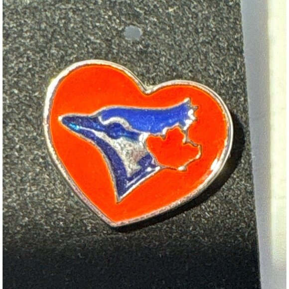 Toronto Blue Jays Earrings Heart Shaped Stud Earrings Silver Red Blue MLB Logo - Picture 4 of 4